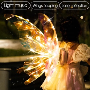 Decorazione del partito luminoso elettrico in movimento <span class=keywords><strong>ali</strong></span> di farfalla fata bambini mobili <span class=keywords><strong>ali</strong></span> di farfalla per le ragazze luce a Led - Product Image 2