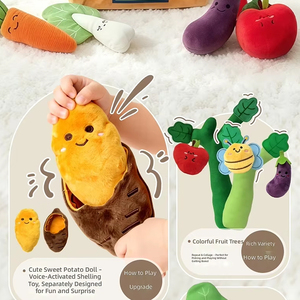 Jouet en peluche à déplier sur le thème des légumes et des fruits, en tissu doux, jouet sensoriel et éducatif pour bébés - Product Image 3