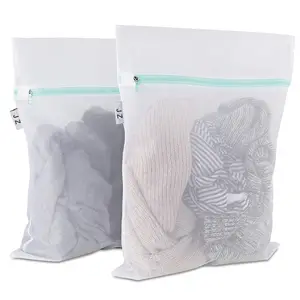 Good Quality White Bag Gray Zipper Durable Polyester Fiber Washable Mesh Laundry Bag For Socks Sleepwear