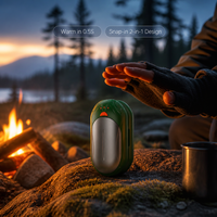 Chauffe-mains rechargeable vert métallisé argenté, chauffage rapide en 0,5s, chauffe-poche USB portable, protection contre la surchauffe, 6000mAh, voiture