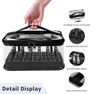 Sac de voyage de maquillage en <span class=keywords><strong>PVC</strong></span> portable de grande capacité, organisateur de vernis à ongles transparent <span class=keywords><strong>avec</strong></span> 36 porte-bouteilles, étui résistant à l'eau - Product Image 4