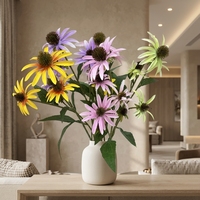 Bouquet de fleurs artificielles en soie faites à la main, style moderne, marguerites de couleurs mélangées, longues tiges, pour décoration de mariage, maison et hôtel