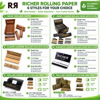 Papier à rouler personnalisé OEM King Size Slim à fermeture magnétique, 13 g/m², combustion lente, écologique, non blanchi, filigrane, 32/50