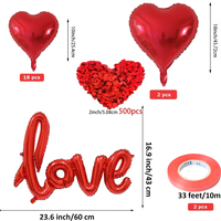Perlengkapan Dekorasi Balon Tema Merah dengan Kelopak Mawar Sutra Merah untuk Hari Valentine, Lamaran Pernikahan, Pesta Pernikahan