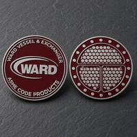 Moneda de desafío de ingeniería industrial personalizada a medida, de aleación de zinc con relieve 3D y esmalte, con diseño de Intercambiador de calor de embarcaciones según Código ASME, para premios y regalos