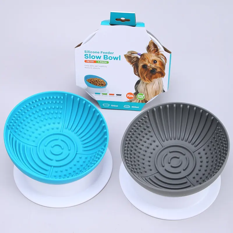 Sinh Thái Thân Thiện Tùy Chỉnh Nâng Cao Silicone Thức Ăn Vật Nuôi Bát Chậm Feeder Dog Bowls