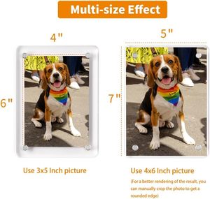 6 Pack 4x6 Cadres Photo Acrylique Réfrigérateur Magnétique Photo Affichage Double Face Transparence pour Réfrigérateur Mur Coloré Logo - Product Image 3