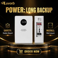 Batería LiFePO4 de 51.2V 100Ah 5KWh para Montaje en Pared con BMS de Protección Múltiple Integrado para Almacenamiento de Energía Solar Fuera de la Red para el Hogar