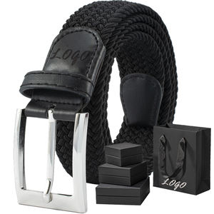 3502 Gesper Perak Santai Dapat Diatur Kanvas Elastis Kain Tenun Elastis Sabuk Kepang Biru Warna-warni untuk Penunggang Kuda Golf - Product Image 1