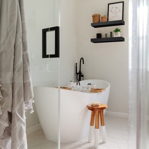 <b>Bathroom</b> Floating Shelves 16 Inch <b>Set</b> Of 2 <b>Black</b> Wall Mounted Shelf Over Toilet Farmhouse Decor - Product Image 2