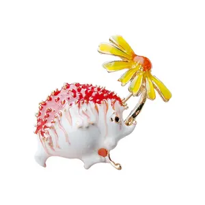 Hot Sale High Quality DIY Hedgehog Magritte Lovely Colorful Generous Soft Enamel Metal Lapel Pin