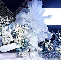 Dekorasi Latar Belakang & Jendela Pernikahan Modern Mewah Berbahan Organza Lipit Motif Bunga, Grosir Dekorasi Latar Belakang Fotografi