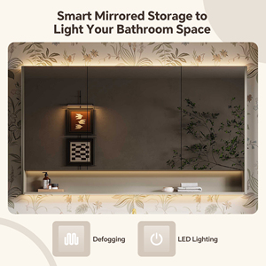 Meuble-lavabo de salle de bain de style chinois, 36 à 92 pouces, avec <span class=keywords><strong>vasque</strong></span>, mural, en bois massif, miroir intelligent et rangement intégré - Product Image 3