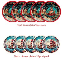 Assiettes en papier et nappes sur le thème de la navigation maritime pour les anniversaires et la Journée des enfants
