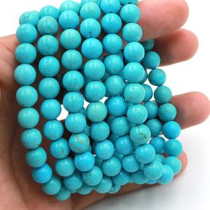 Perle di pietre preziose di forma rotonda turchese blu verde naturale da 8mm per gioielli che fanno collana di orecchini con bracciale - Product Image 6