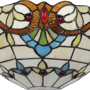 Lámpara de Pared LED de 1 Luz Estilo Tiffany con Pantalla de Vidrio Tintado Vintage, Luz Nocturna Moderna para Cabecera, Dormitorio, Pasillo, Colgante Central - Product Image 5