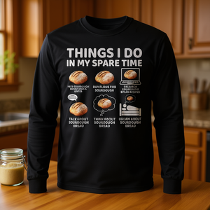 T-shirt a maniche lunghe Sourdough Baker, girocollo unisex, stampa digitale, abbigliamento casual per adulti - Product Image 3