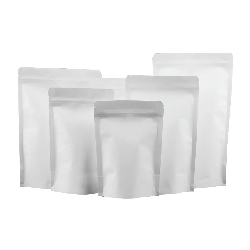 Wholesale Zipper Paper Stand Up Pouch Aluminum Foil White Paper Bags Doypack Bags