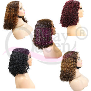 5*5 bébé cheveux Ombre Bob perruques avec Transparent suisse HD dentelle frontale petite casquette taille 4C Style frange numéro de modèle fermeture perruque - Product Image 1