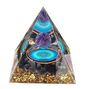 Pirámide de Cristal Kogiya, Artesanía de Resina Epoxi, Flor de la Vida Azul, Decoración para el Hogar, Adorno de Escritorio, Colección, Regalo - Product Image 5