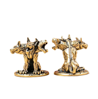 Statue de loup à trois têtes en laiton, artisanat en métal, figurine de dessin animé, best-seller en gros