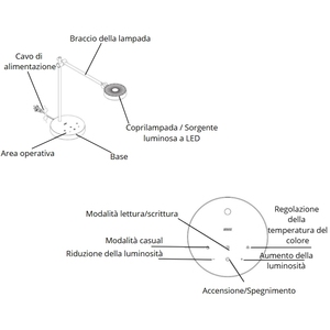 Lampada da Scrivania LED 10W Dimmerabile 6 Livelli di Luminosità 4 Temperature di Colore 2700K 4000K CRI 95 Luce Uniforme - Product Image 3