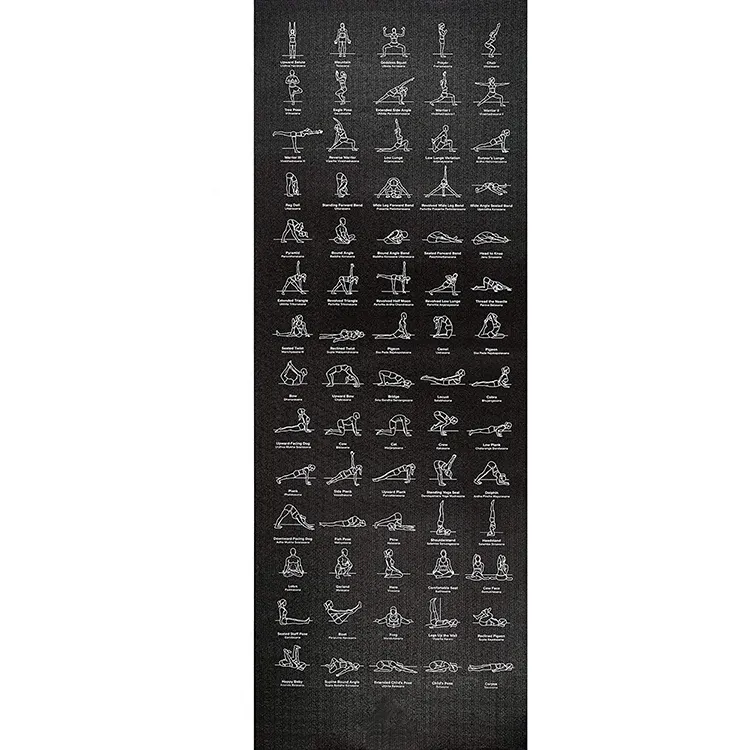 Stuoia di yoga di tpe di forma fisica uv 6mm di colore della stampa di istruzione su ordinazione antiscivolo su ordinazione di yoga di esercizio di eco di vendita calda con le posa stampate
