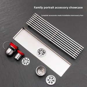 Scarico a Pavimento Moderno in Acciaio Inox Anti-Odore, Griglia Rettangolare per Drenaggio Bagno Hotel, Canaletta di Scarico Laterale Lunga per Doccia - Product Image 4