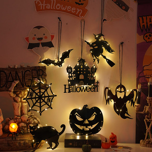Luz LED Decorativa de Halloween, Araña Brillante Colgante, Lámpara de Festival Fantasma, Decoración de Ambiente para Fiestas, Adhesivo de Pared 3D de Murciélago - Product Image 2