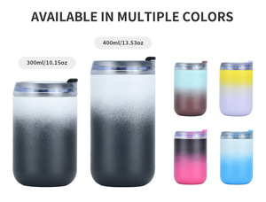 Mug de voyage isotherme en acier inoxydable, tasse thermos sous vide en forme d'œuf, revêtement coloré, couvercle isolant, 300/400 ml, luxe diamant - Product Image 2