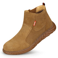 Chaussures de soudeur anti-étincelles pour hommes, chaussures de sécurité en daim anti-perforation, anti-écrasement, à embout d'acier, bottes de travail basses à enfiler