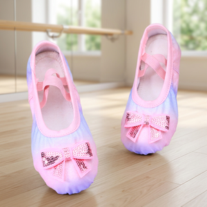 Chaussons de danse Baifa DX455 pour filles, avec dessus en paillettes arc-en-ciel et doublure en coton, pour spectacle de danse enfant, faible MOQ - Product Image 4