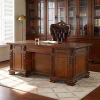 Bureau de direction traditionnel en bois massif de 78,7 pouces avec armoires de rangement latérales et tiroirs profonds, grand bureau informatique pour le bureau à domicile