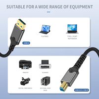 Câble USB-A vers B, cordon USB3 avec connecteur de type B 3.0, câble USB 3.0 long 5 Gbps pour boîtier de disque dur/hub intégré