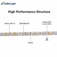 Bande lumineuse LED WS2812 adressable individuellement, externe/intérieure, 2835SMD, 160 LED, 5V, IP20, bandes LED flexibles pour éclairage extérieur