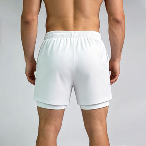 Short de course 2-en-1 pour homme POD avec cordon de serrage, design double couche élastique, bas de sport pour homme, short uni, logo personnalisé - Product Image 2