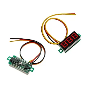 Modul Voltmeter Digital 3 kabel, modul pengukur voltase Panel 0-0.28 V tampilan LED merah Mini 100 inci