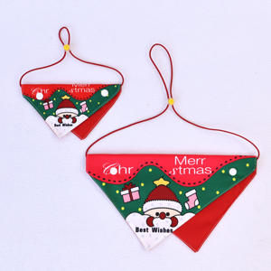 جودة عالية فاخرة عيد الميلاد عطلة قابل للتعديل القط الكلب باندا عيد الميلاد قصب الحيوانات الأليفة طباعة وشاح مثلث منديل - Product Image 2