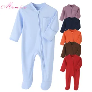 Onesie 2021 Pakaian Bayi Bodysuit dengan Kerah Anak Perempuan Anak Laki-laki Uniseks 100% Katun Organik Polos Lengan Panjang Bayi Onesie