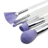 Vliya – Lot de 6 pinceaux de maquillage véganes personnalisés violet avec étiquette privée pour fond de teint et poudre – Vente en gros