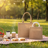 Sac fourre-tout en lin et jute personnalisé, multifonctionnel, tendance, écologique et mignon pour les mariages et les pique-niques