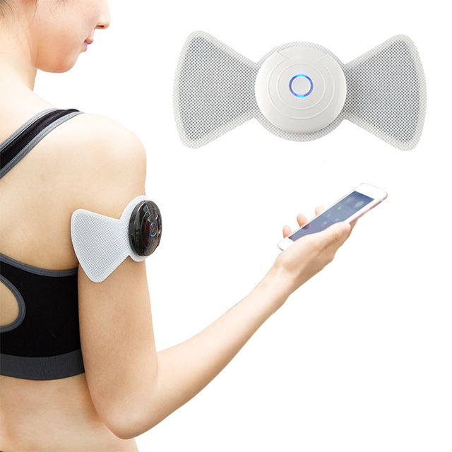 DOMAS Portable Wireless Tens Massager Mini Remote Control Body Electronic Massage Device with Gel Pad Pain Relief Tool