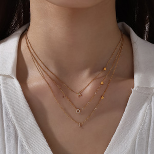 Collier avec pendentif lettre en acier inoxydable plaqué or 18 carats avec incrustation de zircon, bijoux tendance, cadeau pour femmes - Product Image 4