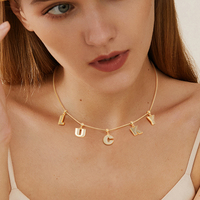 RINNTIN ZKC01 DIY Pendentif lettre personnalisée sécurisé par du caoutchouc ne tombera pas du pendentif Collier en argent sterling plaqué or 14K