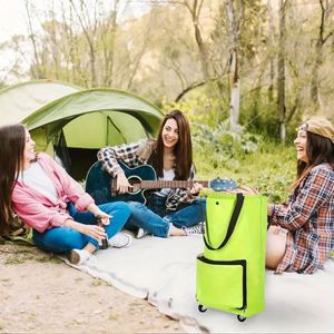 Foldable Two Stage Cartoon Pattern Nylon <b>Extra</b> <b>Large</b> Promotional <b>Bag</b> With Wheels and Shoulder Closure Shopping Cart - Product Image 4
