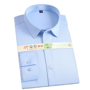 เสื้อเชิ้ตแขนยาวของผู้ชายเส้นใยไม้ไผ่เกรดสูงสามารถปักโลโก้สีทึบได้เครื่องมือทำงานด้านธุรกิจ - Product Image 5