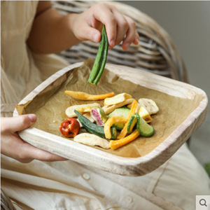 Wooden Square <b>Tray</b> Paulownia Wood Vintage Solid Wood Fruit Plate <b>Dinner</b> Plate Serving <b>Tray</b> For Home Hotel Use - Product Image 3