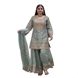 <b>Presenting</b> New Women's Designer Party Wear Heavy Faux Georgette Top-Plazzo Dupatta Embroidery Work Stretchable Reversible Quick - Product Image 1