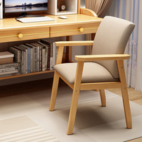 Chaise de salle à manger moderne en bois massif avec siège et accoudoirs rembourrés, chaise d'appoint nordique pour salle à manger, bureau et chambre, cuisine