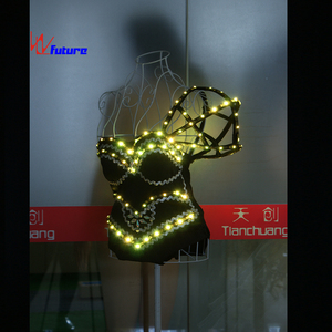 Traje Sexy con Luces LED, Body de Encaje Bordado Luminoso para Halloween, <span class=keywords><strong>Discoteca</strong></span>, Baile GOGO, Festival, Fiesta - Product Image 3